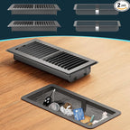 Floor Register 4 x 10 Inch, HG Power 2 Pack Heavy Duty Floor Vent Covers for Home with Screen Net, Adjust Metal Rust Proof Finish Air Vent for Kitchen, Heat, Office