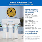 Aquasana Under Sink Water Filter | 3-Stage Max Flow Claryum Filtration | WQA Certified to Reduce PFAS, Lead & Chlorine | Under Counter Drinking Water Filter | Brushed Nickel Faucet | AQ-6300M-BN