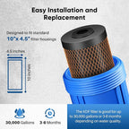 PUREPLUS 5 Micron 10" x 4.5" Whole House Coconut Shell Activated Carbon and KDF Water Filter, Heavy Metal Removal Replacement Water Filter, Compatible with GXWH40L, GXWH35F, BB10, CTO10BB-KDF, 1 PACK