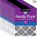 Nordic Pure 20x20x1 (Actual Size: 19 1/2 x 19 1/2 x 3/4) Furnace Air Filters MERV 8 Pleated Plus Carbon 12 Pack