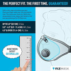 RZ Mask - F1 Standard Replacement Filters (3 Pack) 99.8% Active Carbon Filtration with One-Way Discharge Valves, 3 Sizes