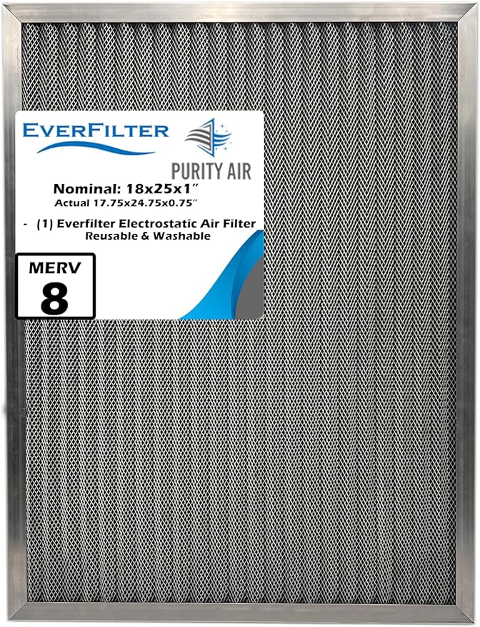 18x25x1 Electro-static Air Filter (1-Ct) AC Furnace Filter, Reusable & Washable 4-Stage Electrostatic Filter for Residential and Commerical HVAC (Actual Size:17.75 x 24.75 x 0.75 Inches)