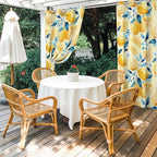 Lemon Outdoor Curtains for Patio Lemon Leaves Summer Plants Begin Waterproof Outside Curtains with Grommet Top Weatherproof Curtain for Cabana Pergola Gazebo, 1 Panel, 54" W x 84" L