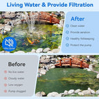 POPOSOAP Pond Filter with 55W Solar Fountain Pump, Solar Pond Filter with 580GPH Pump & Fountain Kit – Outdoor Filter Box with 6.6FT PVC Tubing, Perfect for Koi Ponds, Waterfalls, Water Features