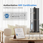 Purewell 1.5G Gravity Water Filter System, 3-Stage 0.01μm Ultra-Filtration Stainless Steel Countertop System with 2 Filters and Stand, Reduce 99% Chlorine, PW-MKS