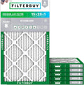 Filterbuy 15x25x1 Air Filter MERV 8 Essential Dust & Allergy Defense (6-Pack), Electrostatic Pleated HVAC AC Furnace Filters Replacement, Made in USA (Actual Size: 14.50 x 24.50 x 0.75)