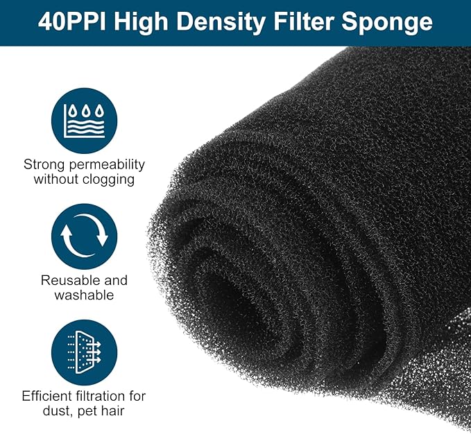 PATIKIL 20" x 20" x 0.1" Air Conditioner Filter Replacement, 2Pcs Washable Reusable Cut to Fit Foam Filter Air Filter for RV AC Vent Window Purifiers Computer, 40PPI