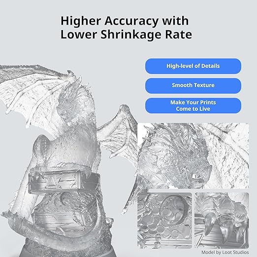 ANYCUBIC ABS-Like Resin 3.0, 3D Printer Resin with Enhanced Strength and Toughness, High Precision and Minimal Shrinkage, Wide Compatibility for All LCD Resin 3D Printers (Clear, 4kg)