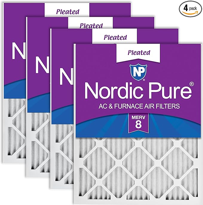 Nordic Pure 18x18x1 (Actual Size: 17 3/4 x 17 3/4 x 3/4) Pleated MERV 8 Air Filters 4 Pack