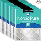 Nordic Pure 18x24x1 (Actual Size: 17 1/2 x 23 1/2 x 3/4) Pleated Air Filters MERV 14 Plus Carbon 12 Pack