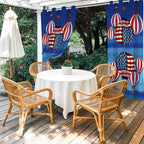 Independence Day Waterproof Outdoor Curtains for Patio, Windproof Weatherproof Curtains with Weighted Hem, Hot Air Balloon Patriotic Star Light Filtering Privacy Drapes for Porch 54"x 108" 2 Panels
