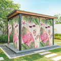 Summer Flamingbirds Outdoor Curtains for Patio Palm Leaves Plumeria Linen Waterproof Outside Curtains with Grommet Top Weatherproof Curtain for Cabana Pergola Gazebo, 1 Panel, 54" W x 84" L