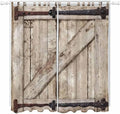 Farmhouse Wood Grain Living Room Curtains 96 Inch Length, Window Curtains Tab Top, Vintage Country Barn Gate Brown Light Filtering Window Treatments Drapes 52"x96" 2 Panel