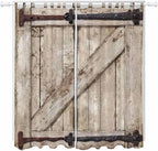 Farmhouse Wood Grain Living Room Curtains 84 Inch Length, Window Curtains Tab Top, Vintage Country Barn Gate Brown Light Filtering Window Treatments Drapes 52"x84" 2 Panel