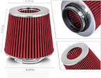 Mortar Aftermarket Auto Air Filter Replacement - Car Enthusiast Class Universal Cold Air Intake Gulps in More Air for More Engine Power & Passionate Induction Sound, 3.5 In, Red