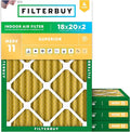 Filterbuy 18x20x2 Air Filter MERV 11 Superior Pet & Allergy Defense (4-Pack), Electrostatic Pleated HVAC AC Furnace Filters Replacement, Made in USA (Actual Size: 17.50 x 19.50 x 1.75)