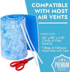 Air Vent Filters - Cut to Size Floor Vent Filters for home. MERV 8 Electrostatic Cut to Fit Roll Adhesive Hook Tape (100+ Filter) (MERV 8-12" x 90" 2 Pack)