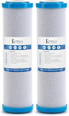 iFilters 0.5-Micron Carbon Block Water Filter – Coconut Shell CTO Drinking Water Filter Cartridge – 10-inch Replacement for Filtration Systems – Reduces Odors, Chlorine Taste – 2.5" x 10" (2 Pack)