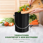 Utopia Kitchen Compost Bin for Kitchen Countertop, 1.3 Gallon Compost Bucket for Kitchen with Lid, Includes 1 Spare Charcoal Filter (Black)