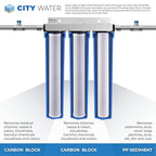 iSpring Whole House Water Filter System, Highly Reduces up to 99% Chlorine, Sediment, Taste, Odor, 3-Stage Water Filtration System w/Clear 1st-Stage Housing, Model: WCB32C, 3/4" Inlet/Outlet