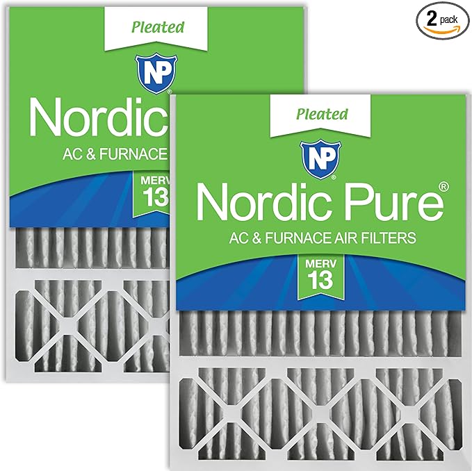 Nordic Pure 20x25x5 (Actual Size: 19 7/8 x 24 7/8 x 4 3/8) Honeywell/Lennox Replacement MERV 13 Air Filters 2 Pack
