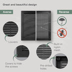Vent Systems 10'' x 10'' Inch Black Soffit Vent Cover - Pack of 100 - Flat Square Air Vent Louver - Grille Cover - Built-in Insect Screen - HVAC Vents for Bathroom, Home Office, Kitchen 10x10 Inch