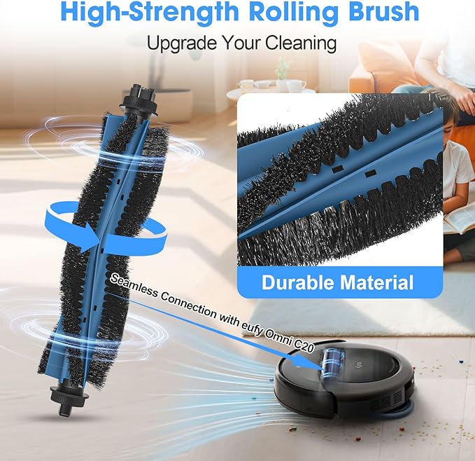 25PCS C20 Replacement Parts for eufy Omni C20 Vacuum Cleaner Includes Main Brush, Mop Pads, HEPA Filters, Dust Bags, Side Brushes High-Performance Compatible with eufy Robot Vacuum Cleaner