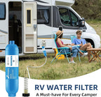 RV Inline Hose Water Filter, NSF Certified Camper Water Filter with Flexible Hose Protectors For RV Garden, Camping Essentials For Reduces Chlorine, Bad Taste, Odor In Drinking Water, 3 Pack SETFEEL