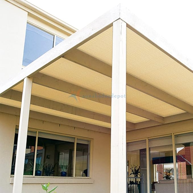 TANG Sun Shade Fabric Roll 8'x30' Shade Cloth for Garden Beige HDPE Mesh Shading Pergola Cover Replacement Canopy, 95% Blockage Sunshades for Outdoor Patio Backyard Plant