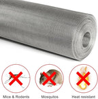 304 Stainless Steel Woven Wire Mesh,304 Stainless Steel Mesh Sheet,Heat-Resistant Woven Wire Rodent Mesh Garden Insect Screen Airbrick Filter Net with 2 Mm Mesh Hole Never Rust