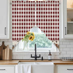 Swag Curtain Valances for Kitchen Windows,Farm Barn Western Star on Vintage Short Rod Pocket Window Valance,Red Buffalo Plaid Swag Topper for Bedroom Living Room,2 Panels 36x36in