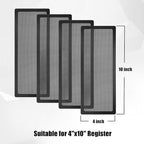 Floor Register Vent Cover, 4"x10" Magnetic Air Vent Screen Mesh Covers for Home Floor/Wall/Ceiling Registers Air Vent Filters, Black (4 Packs)