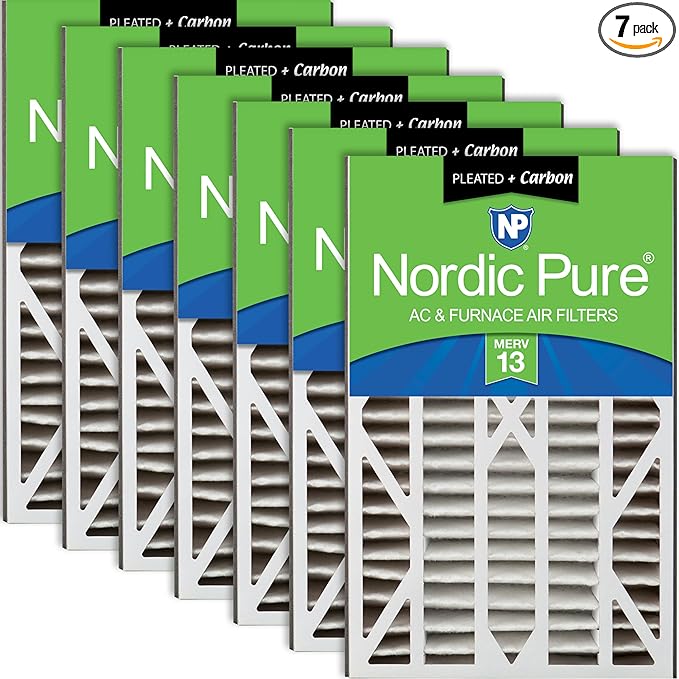 Nordic Pure 16x25x3 (Actual Size: 15 13/16 x 24 5/16 x 3) Trion Air Bear Cub 266649-101 Replacement MERV 13 Pleated AC Furnace Filters Plus Carbon, 7 Pack