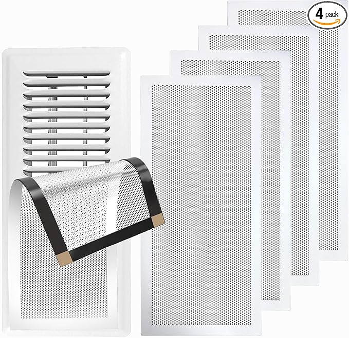 4-Pack 5"x13" White Powerful Magnetic Vent Covers - Super Strong Neodymium Magnets, No Slip & No Drill Needed - Secure Fit for Floor/Wall/Ceiling Registers - Durable Air Vent Screen (White, 5x13)