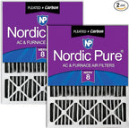 Nordic Pure 20x25x5 (Actual Size: 19 7/8 x 24 7/8 x 4 3/8) Honeywell Replacement Air Filters MERV 8 Pleated + Carbon 2 Pack