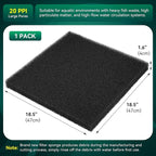 Borlech Aquarium Bio Filter Sponge Pad - Cut-to-Size Aquarium Filter Media for Fish Tank, Pond, Sump - Mechanical & Biological Filtration (18.5"x18.5"x1.6", 20PPI, 1 Pack)