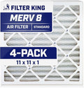Filter King 11x11x1 Air Filter | 4-PACK | MERV 8 HVAC Pleated A/C Furnace Filters | MADE IN USA | Actual Size: 11 x 11 x .75"