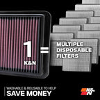 K&N High-Flow Original Lifetime Engine Air Filter: Increase Power: Premium, Washable: Compatible with 2002-2020 TOYOTA: 4Runner, Tacoma, Tundra, FJ, Hilux, Land Cruiser, 33-2281