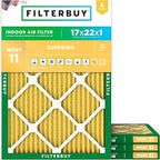 Filterbuy 17x22x1 Air Filter MERV 11 Superior Pet & Allergy Defense (4-Pack), Electrostatic Pleated HVAC AC Furnace Filters Replacement, Made in USA (Actual Size: 16.50 x 21.50 x 0.75)