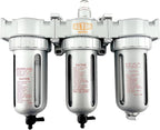 1/2" NPT MID FLOW 3 Stages Filter Coalescing Desiccant Dryer System For Compressed Air Lines, Poly Bowls, Great For Paint Spray And Plasma Cutter (MANUAL DRAIN)