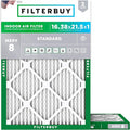 Filterbuy 16.38x21.5x1 Air Filter MERV 8 Essential Dust & Allergy Defense (2-Pack), Electrostatic Pleated HVAC AC Furnace Filters Replacement, Made in USA (Actual Size: 16.50 x 21.50 x 0.75)