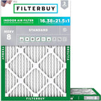 Filterbuy 16.38x21.5x1 Air Filter MERV 8 Essential Dust & Allergy Defense (2-Pack), Electrostatic Pleated HVAC AC Furnace Filters Replacement, Made in USA (Actual Size: 16.50 x 21.50 x 0.75)
