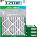 Filterbuy 10x17x2 Air Filter MERV 8 Essential Dust & Allergy Defense (4-Pack), Electrostatic Pleated Outer Filters for WEN 3410 (90243-027-2) Air Filtration System (Actual Size: 9.69 x 16.56 x 1.75)