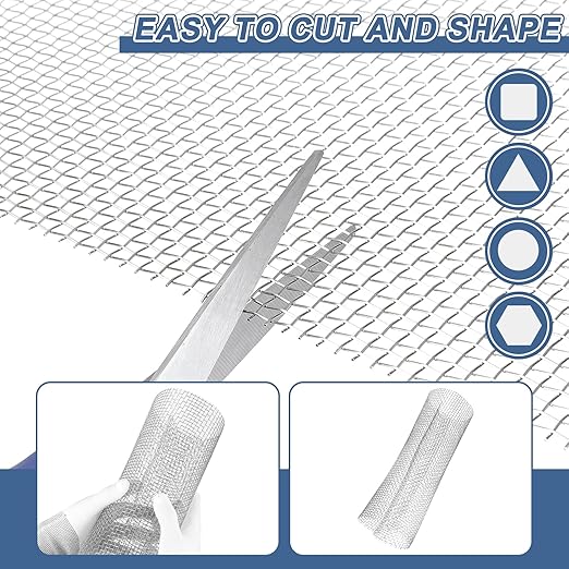 uxcell 6 Mesh 39" x 10" Woven Wire Mesh, 316 Stainless Steel Air Vent Filter Screen, Window Screen Mesh for DIY Projects Vents Cover Filtration Animals Fence