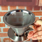 316 Stainless Steel Pour Over Coffee Dripper with 300 Mesh Filter Portable Reusable Cone for Travel Camping Brewing Tea