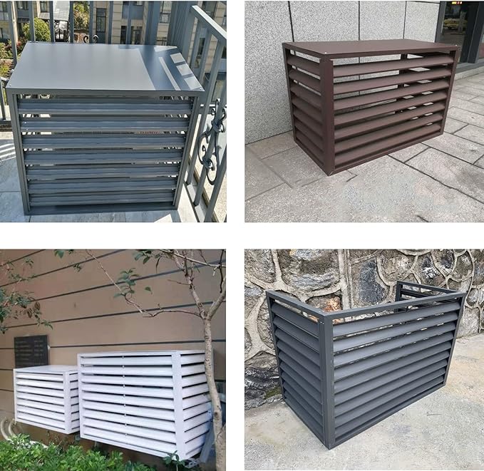 Freestanding Louvered Space Divider, outdoor garbage can enclosures, balcony air conditioning privacy cover, durable, noise reduction, suitable for gardens, balconies, walls, courtyards ( Color : FOUR