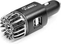 Car Air Purifier Ionizer - 12V Plug-in Ionic Anti-Microbial Car Deodorizer with Dual USB Charger - Smoke Smell, Pet and Food Odors, Allergens, Viruses Eliminator for Car (Matte Black)
