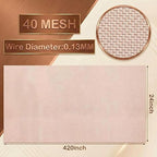 Therwen 24 Inch x 35 ft Copper Mesh Screen 99.9% Pure Copper 40 Mesh Roll Wire Fabric for Grounding Dense Filter Screen Woven Crafts Window Protection