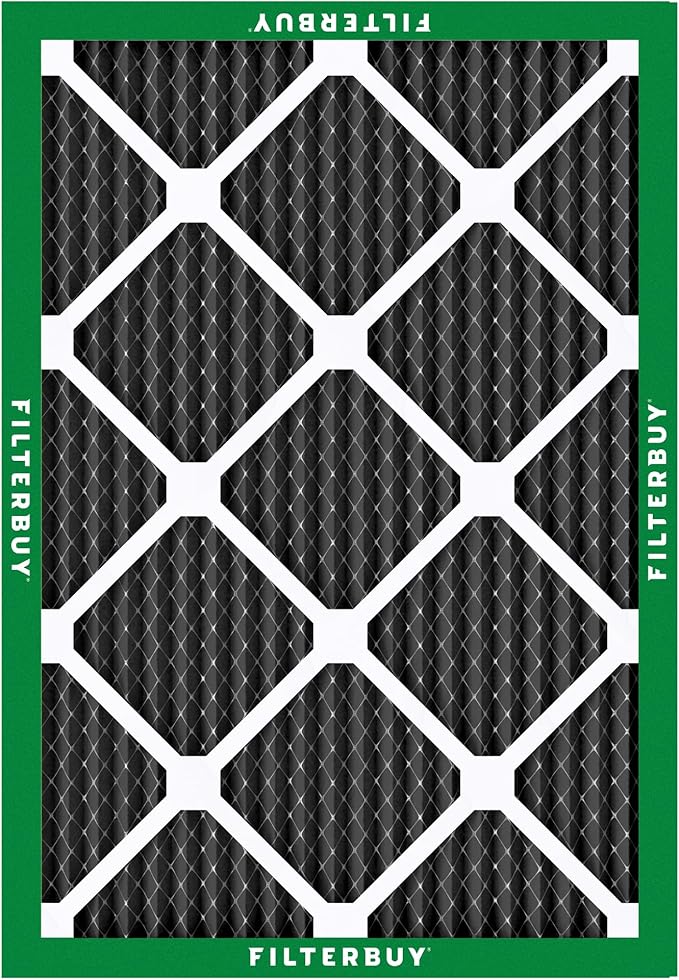 Filterbuy 18x25x1 Air Filter MERV 10 Odor & Allergy Defense with Activated Carbon (3-Pack), Electrostatic Pleated HVAC AC Furnace Filters Replacement, Made in USA (Actual Size: 17.50 x 24.50 x 0.75)