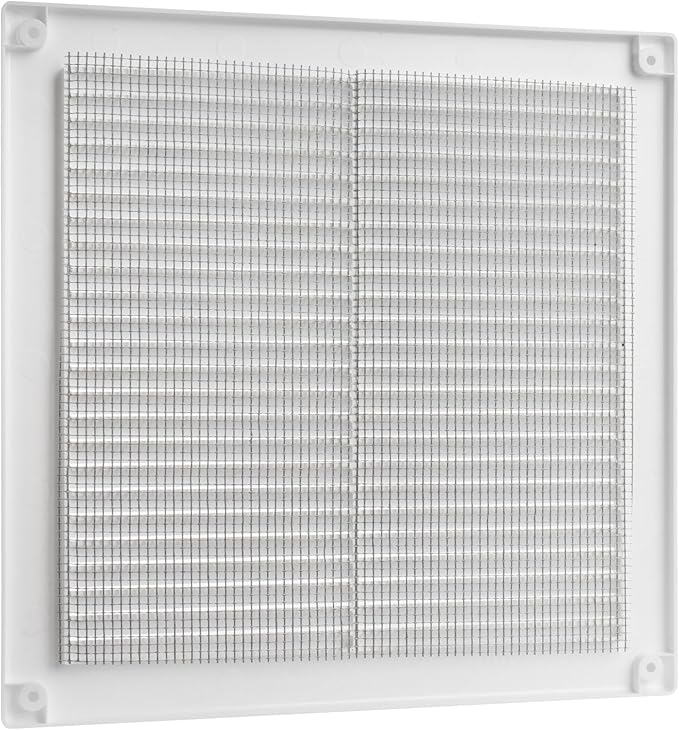 Vent Systems 8" x 8" Inch (Opening Dimensions) - Pack of 5 - Plastic White Soffit Vent Cover - Flat Square Air Vent Grille - Air Vent Deflector - HVAC 10" x 10" Inch (Overall Dimensions)